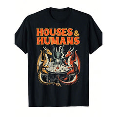 Fantasy Dragon Battle RPG T-Shirt for Men | 100% Cotton Tabletop Gaming Graphic Tee, D20 Dice Design, Geek Gift