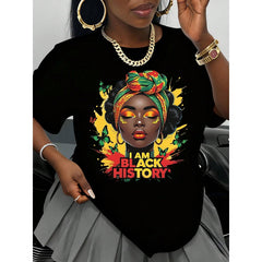 I Am Black History Women T Shirt Afro American Pride Cultural Heritage Graphic Tee Black History Month Celebration Apparel