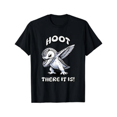 Men'S Heavyweight 180GSM T-Shirt | Funny "Hoot There It Is!" Snowy Owl Graphic Tee, Casual Everyday Shirt for Dad, Husband, Grandpa - Birthday Father'S Day Gift - Sizes S-5XL in Black, Extra Long PlusSize, Plus Size