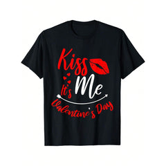 Fashion , Happy Valentine's Day Funny Valentine's Day Quotes Retro Printed T-Shirt, Men's Casual Comfortable Summer T-Shirt, Men's Short Sleeve Top, Suitable For Daily Activities Birthday Gift Valentine's Day Gift For Men Classic Versatile