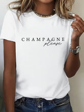 The Short - Sleeved T - Shirt, Printed with "CHAMPAGNE Please", Exudes French Elegance and Bourgeois Sentiment. Paired with Jeans and Small Shoes, It Can Create a French - Style Elegant Atmosphere.