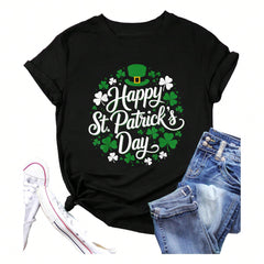 Happy St Patricks Day With Shamrocks Irish Party Men Women T-Shirt St. Patrick's Day Women's T-Shirts, Funny Women's T-Shirts, Summer Women's Clothing, Women's Home T-Shirts, Women's Outdoor Streetwear, Women's Sports T-Shirts, Women's T-Shirts
