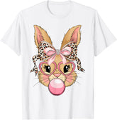 Cute Bunny Rabbit Face Leopard Glasses Easter Day Unisex T-Shirt