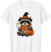Halloween Raccoon Witch Ghost Pumpkin Basket Funny Animal Unisex T-Shirt