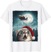 Funny Cat Selfie Santa Moon Xmas Christmas Unisex T-Shirt