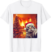 Christmas Cat Funny Santa Cat Selfie with Holiday Unisex T-Shirt