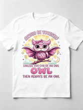 Always Be Yourself Unless You Can Be An Owl Cute Pink Superhero Owl Bow Cape Moon Star Graphic Unisex T-Shirt