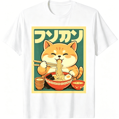Anime Cat Ramen Japanese Funny Japanese Kawaii Cat Graphic T-Shirt short sleeve shirt Casual Short-Sleeve Men's T-Shirts men's graphic tees shirts men fashion round neck gifts for him