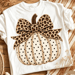 Autumn Polka Dot Pumpkin Print Women's Crew Neck T-Shirt - Halloween Costume, Autumn Women's Clothing