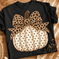 Autumn Polka Dot Pumpkin Print Women's Crew Neck T-Shirt - Halloween Costume, Autumn Women's Clothing