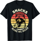 Snacks Make Me Nicer Funny Raccoon Animal Sarcastic Unisex T-Shirt