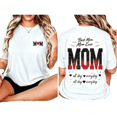 “Best Mom Ever” Double Sided T-Shirt – Heart Letter Graphic Tee for Women, Casual Mother‘s Day Gift Top