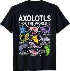 Axolotls of the World Shirt, Cute Kawaii Axolotl T-Shirt, Animal Biology Tee, Funny Axolotl Gift for Women Men