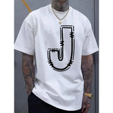 Breathable Cotton Men's Casual T-Shirt - Comfort Fit with Stylish J-Letter Print for Spring & Summer