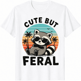 Cute But Feral Raccoon Graphic T-Shirt for Men and Women, Retro Vintage Sunglasses Animal Funny Unisex Tee