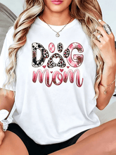 Dog Mom Leopard Plaid Paw Print Pet Lover Graphic T-Shirt