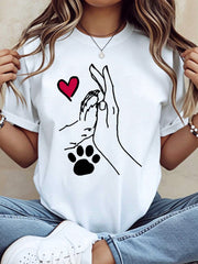 Dog Paw And Human Hand Heart Love T Shirt For Pet Lovers Animal Rescue Awareness Gift For Dog Owners Cute Dog Lover Tee Women Men Unisex Casual Wear