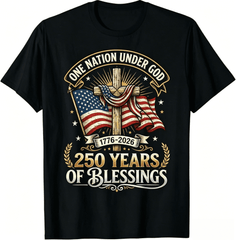 Freedom 250th Anniversary USA Flag Christian God Patriotic T-Shirt