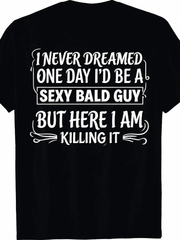 "Funny Bald Head Graphic Print T-Shirt - Short Sleeve Crew Neck Tee For Parties, Sports, & Casual Wear