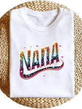 Glitter Gradient Nana Grandma Sparkle Letter T-Shirt
