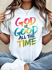 God Is Good All The Time Christian T Shirt Women Religious Faith Statement Graphic Tee Casual Summer Top