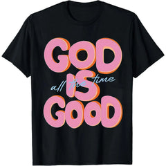 "God Is Good All The Time" Print, Loose-Fit Soft Knitted Top for Outdoor Sports