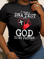 God Letter Print T-shirt, Short Sleeve Crew Neck Casual Top for Summer & Spring, Women's Clothing