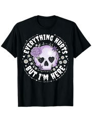 This Gothic-themed T-shirt Features a Humorous Skull and Rose Design, Making It Perfect for Men. It Is a Lightweight, Short-sleeved, Round-neck T-shirt Suitable for All Seasons, Whether for the Gym