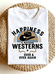 Happiness Is Watching Westerns Retro Cowboy Classic Western Movies T-Shirt