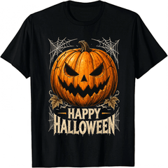 Happy Halloween Jack O Lantern T Shirt Scary Pumpkin Unisex Graphic Tee