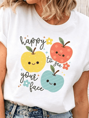 Happy To See Your Face Shirt, Teacher Apple Shirt, Elementary Teacher Back To School Shirt, Cute Kindergarten First Grade Teacher T-Shirt