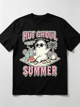 Hot Ghoul Summer Chill Spooky All Day Sunglass Ghost Beach Picnic Watermelon Palm Tree Graphic Unisex T-Shirt
