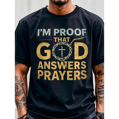"I Am the Proof of God's Response to Prayer" with Golden Crown Cross & Lettering