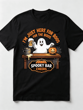 I'm Just Here For The Boos Spooky Bar Ghost Beer Pumpkin Bat Web Graphic Unisex T-Shirt