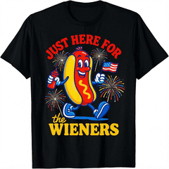 Just Here For The Wieners Funny Hot Dog 4th Of July Unisex T-Shirt