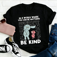 Be Kind In A World Where You Can Be Anything Teacher T-Shirt, Be Kind Crew Neck Short Sleeve Tees, Kindergarten Shirt, 100%Cotton Teacher Shirt, Gift For Teacher