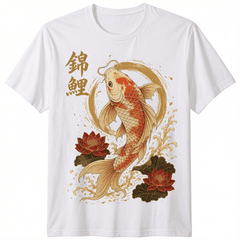 Koi Carp Japanese Calligraphy T-Shirt Samurai Dragon Kanji Art Men Women Tee