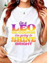 Leo Astrology Star Sign Shirt Summer Women’s Graphic Top Birthday Present For Leo Ladies