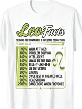Leo Facts Zodiac Sign Personality Funny Astrology Birthday Gift T-Shirt