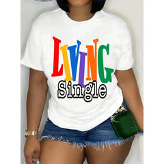 Living Single Graphic Cotton T-Shirt - Bright Colored Lettering Menswear