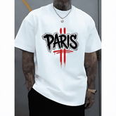 Men 100% Cotton Loose Crew Neck Tee, Short Sleeve Geometric White Summer Casual Tops