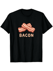 Men's Bacon Graphic Tee – Soft Fade-Resistant Black T-Shirt for Casual & Party Wear, Machine Washable, Funny Humor Design