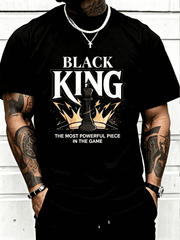 Men’s Black King Chess Most Powerful Piece Graphic Cotton Short Sleeve T Shirt