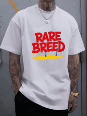 Men's Black "Rare Breed" Print T-Shirt – Casual Crew-Neck Top, 100% Cotton