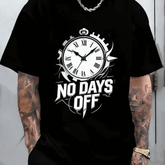Men's NO DAYS OFF Graphic 100% Cotton T-Shirt, Round Neck Short Sleeve Casual Summer Tee, Beige Black Print Lightweight 180G Soft Breathable Machine Washable Tops