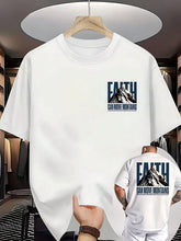 Men's Faith Can Move Mountains Christian Mountain Graphic Front and Back Print Short Sleeve T-Shirt