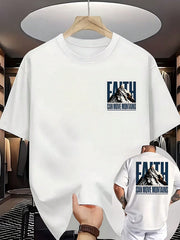 Men's Faith Can Move Mountains Christian Mountain Graphic Front and Back Print Short Sleeve T-Shirt
