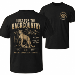 Men's Wilderness Explorer Graphic T-Shirt, Mountain Lion Adventure Tee, Camping Hiking Fishing Outdoor Shirt