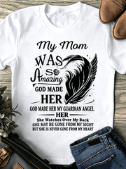 “My Amazing Mom Guardian Angel” Memorial T-Shirt – In Memory of Mother Bereavement Tee, Sympathy Gift Short Sleeve Top