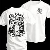 “Old School Pin Up Mechanic” Two-Sided Graphic T-Shirt – Retro Garage Work Tee, Vintage Auto Repair Top